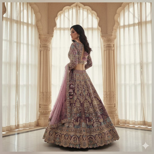 Elegant Baby pink Ready to wear Crop Top Lehenga