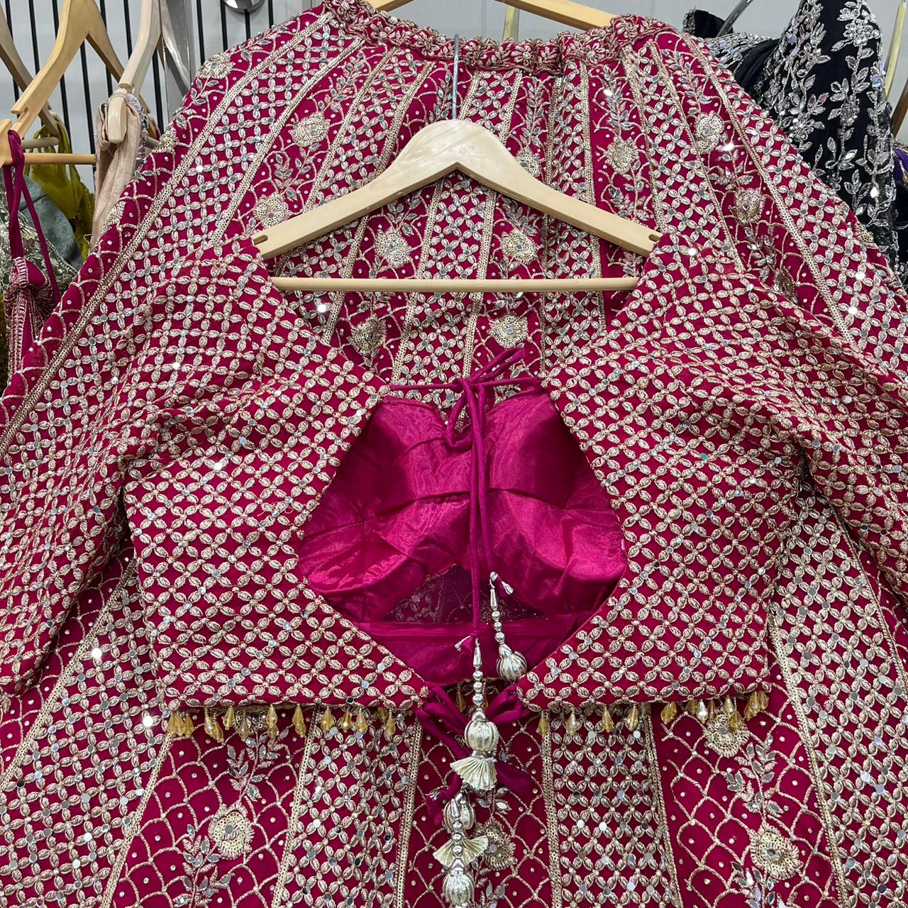 Khoobsurat Dark blue yellow Hot pink purple Ready to wear Crop Top Lehenga