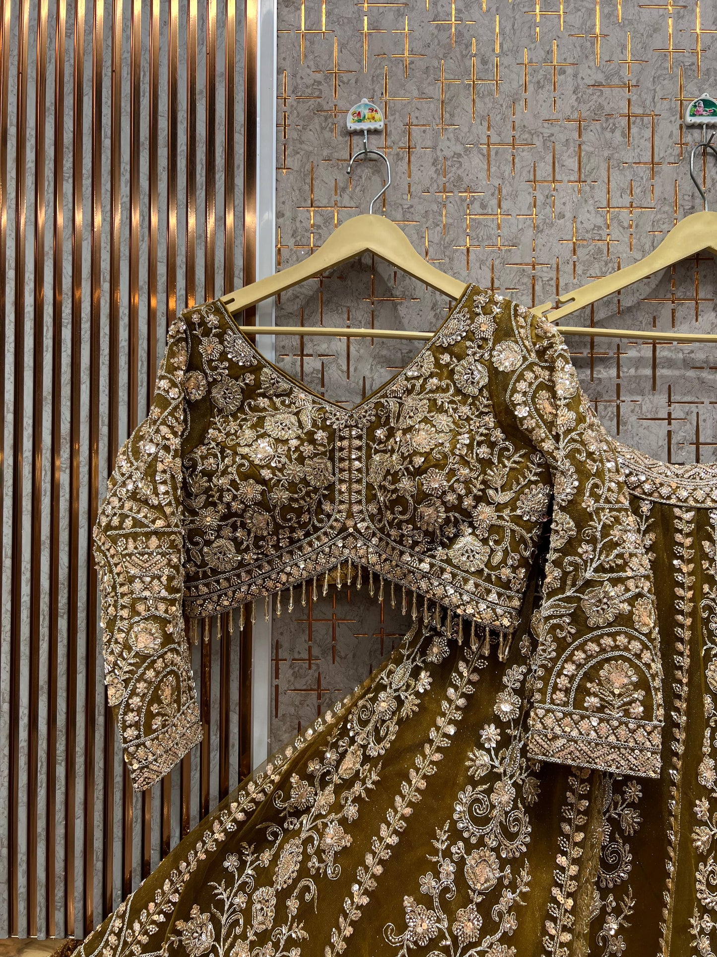 Attractive Rust Orange Crop Top Lehenga