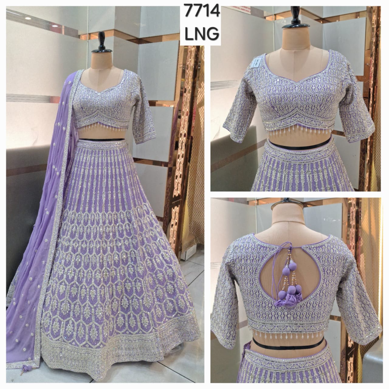 Awesome Lavender pink Ready to wear Crop Top Lehenga