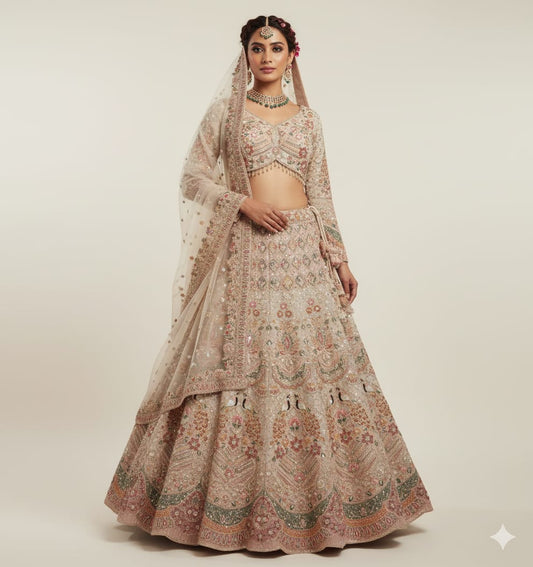Fabulous pink peacock Ready to wear Crop Top Lehenga