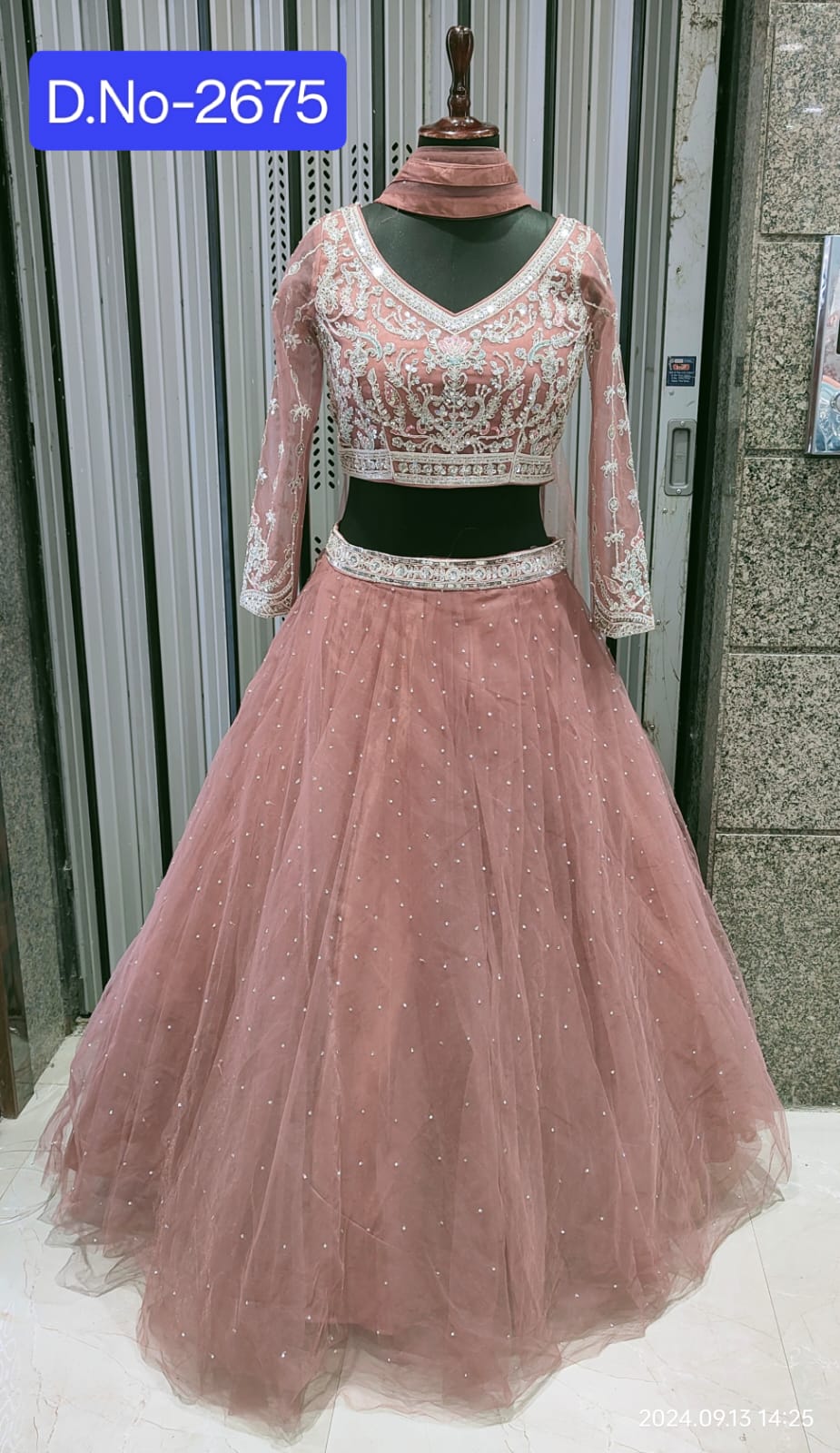 Glamorous peach Crop Top Lehenga