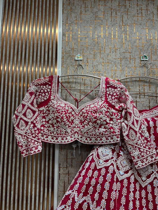 Engaging Hot pink Crop Top Lehenga