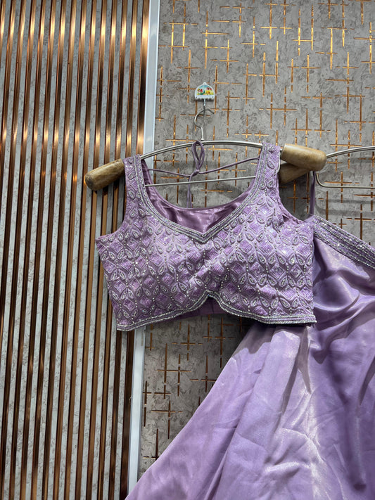 Charming purple pink Ready to wear Crop Top Lehenga