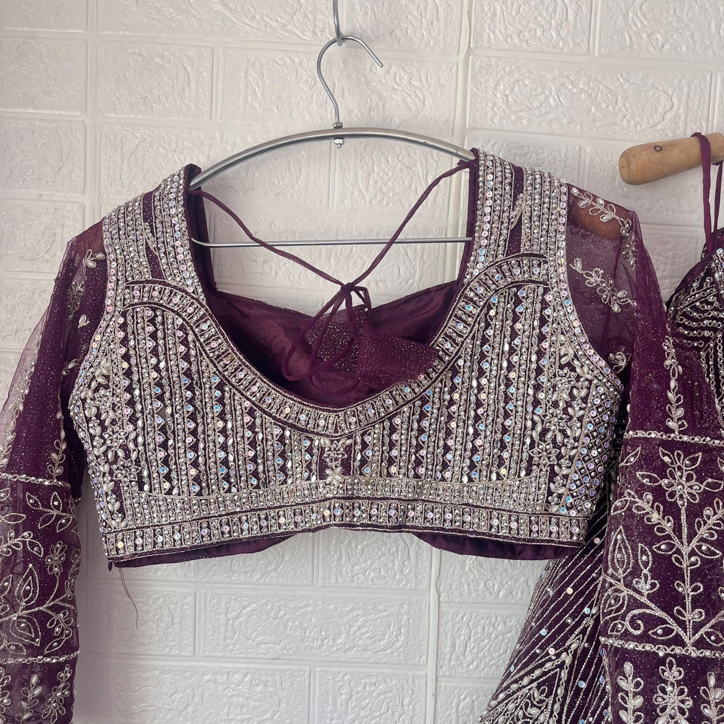 Engaging pink purple Ready to wear Crop Top Lehenga