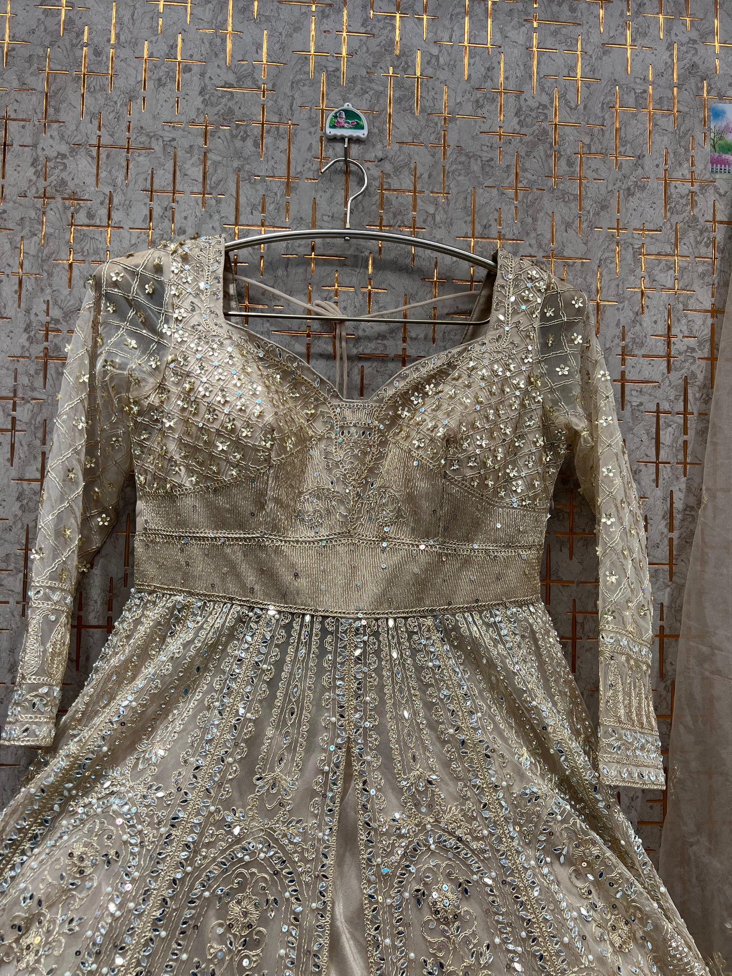 Attractive Golden long Dress Farshi Gaharara Dress Special