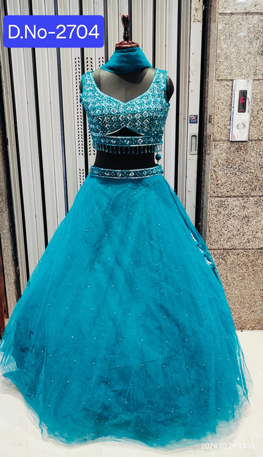 Fantastic Sky blue Crop Top Lehenga