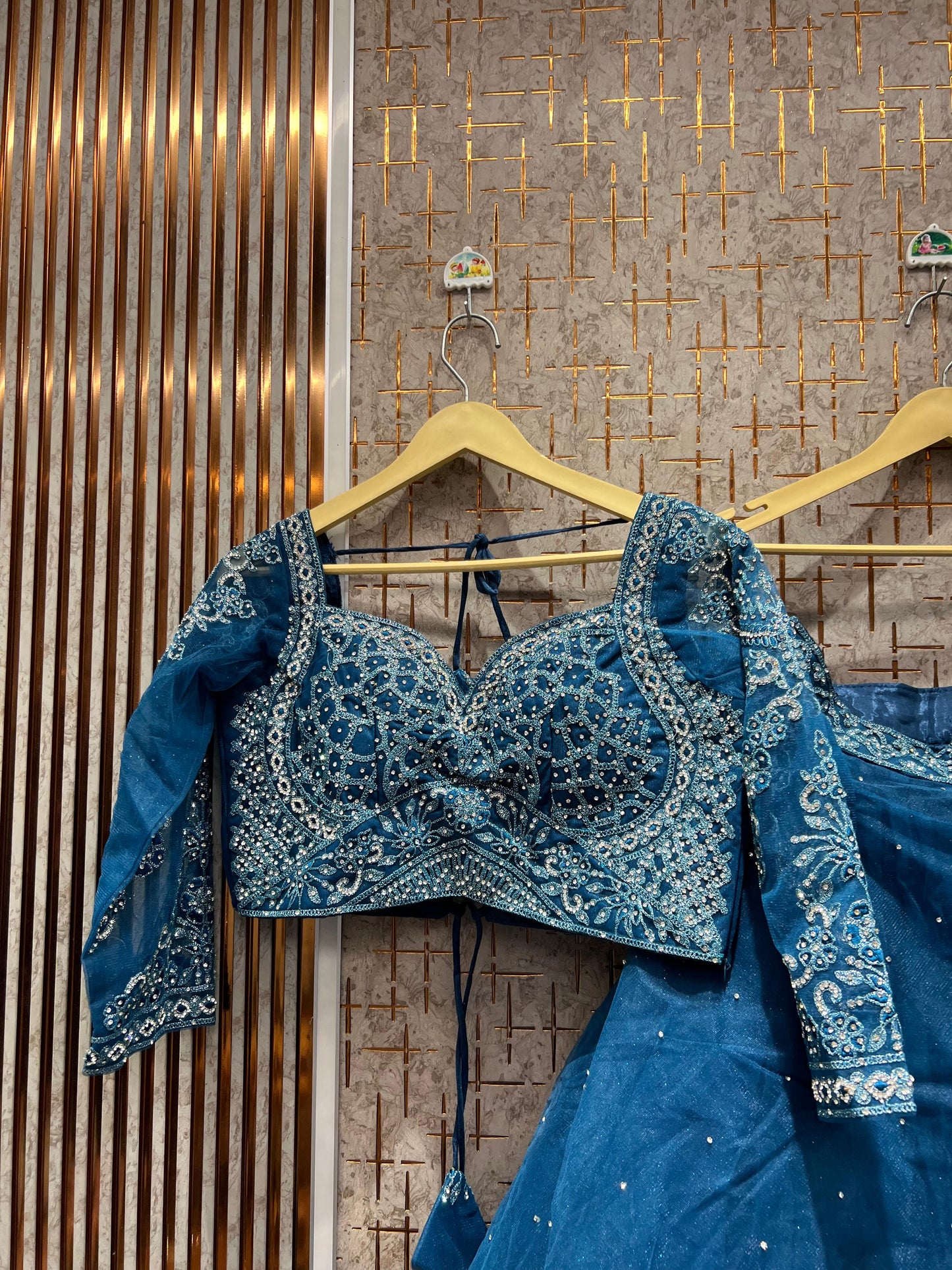 Stunning Sky blue Ready to wear Crop Top Lehenga