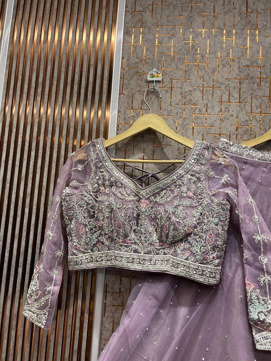 Designer pink Ready to wear Crop Top Lehenga