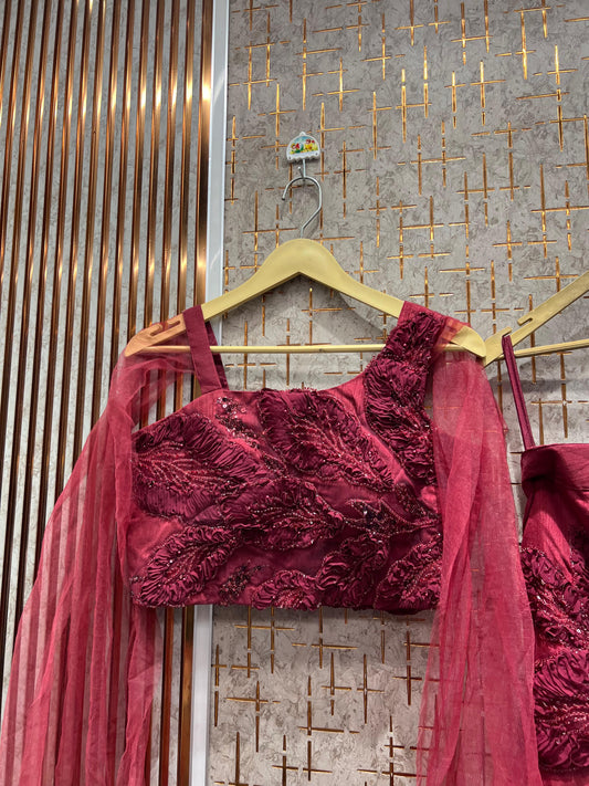 Beautiful red Ready to wear Crop Top Lehenga