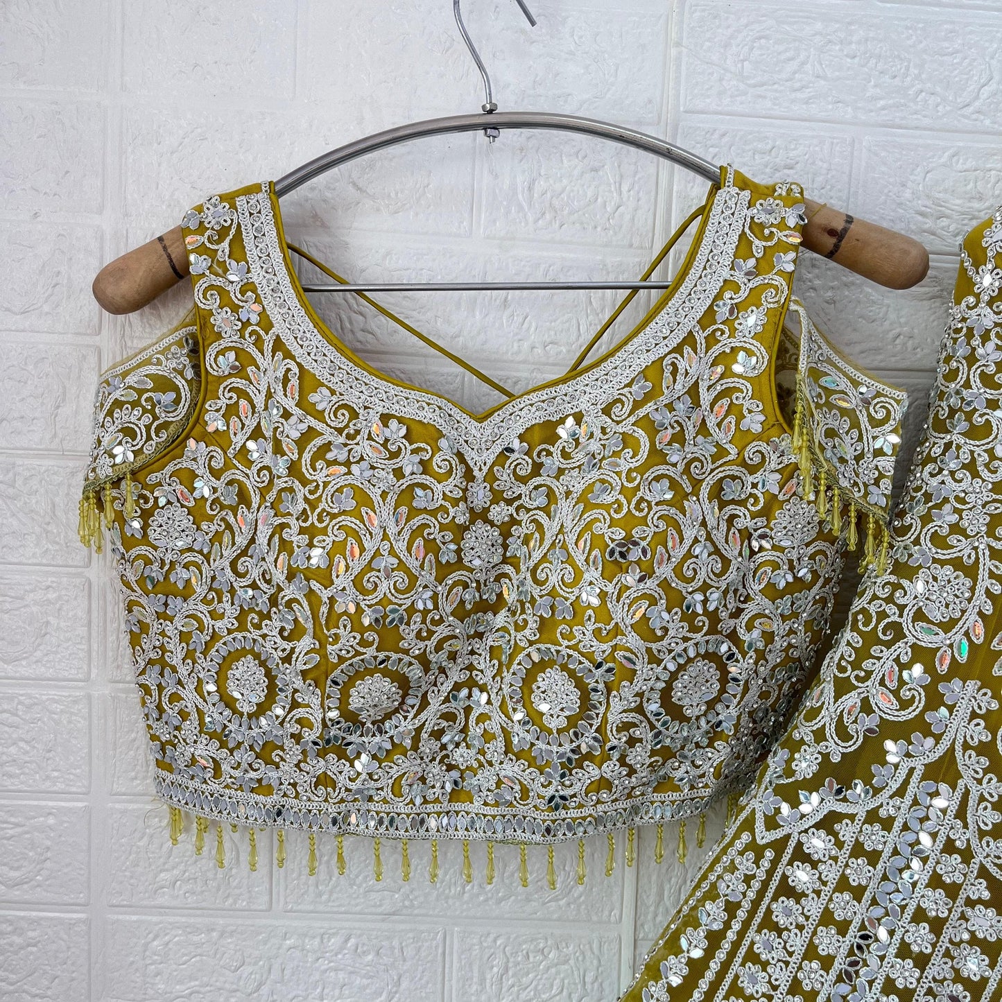 Awesome blue yellow Ready to wear Crop Top Lehenga