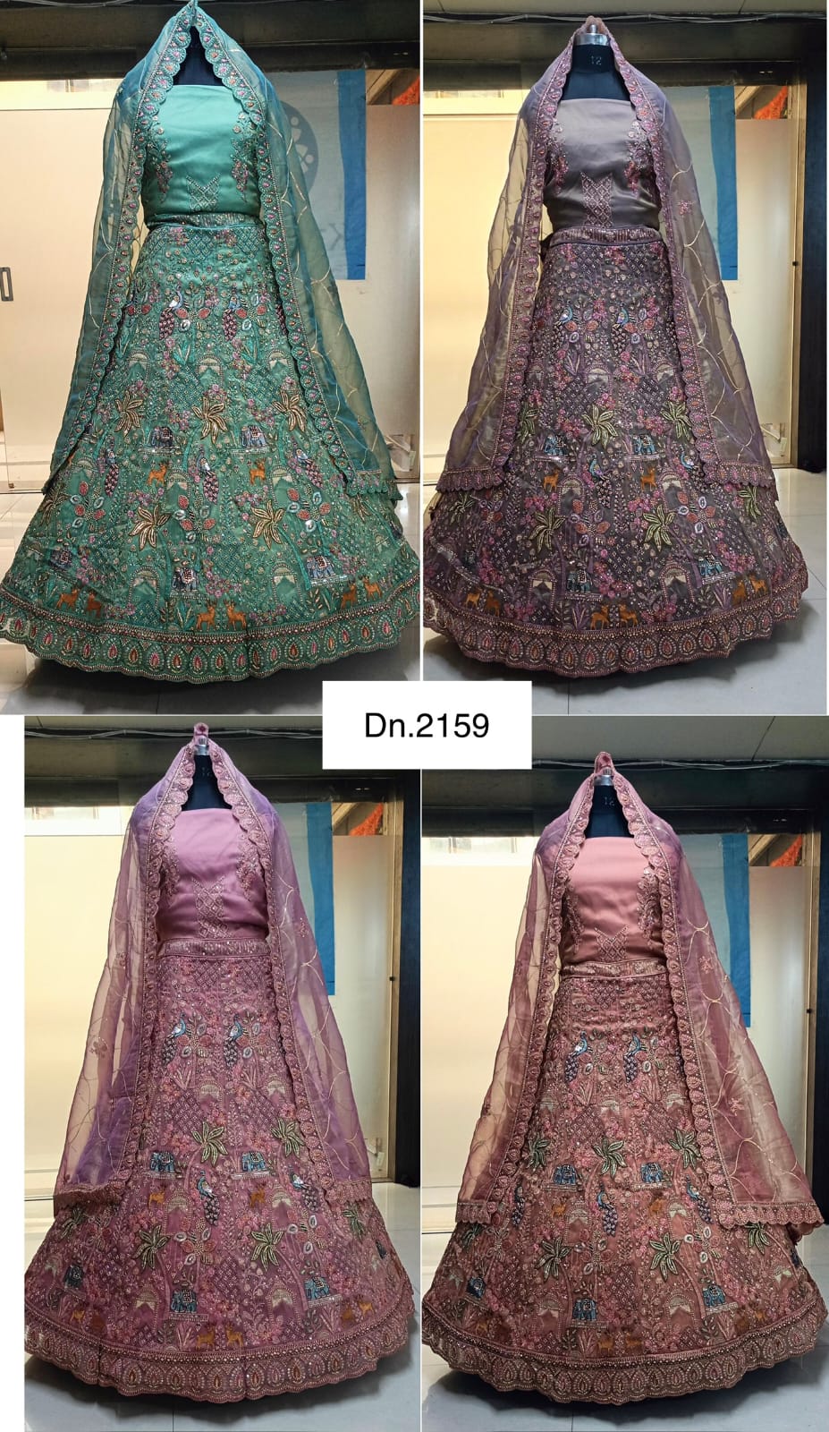 Tremendous green Dark purple pink peach peacock Lehenga
