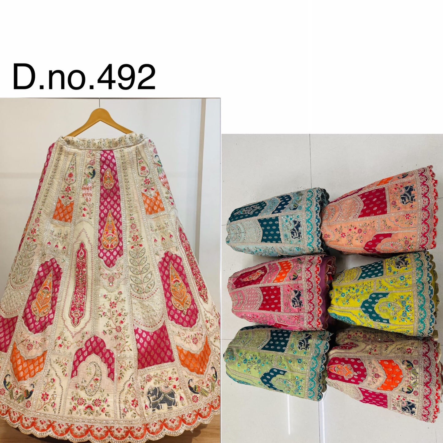 Charming white pink Peach Sky blue green yellow Lehenga