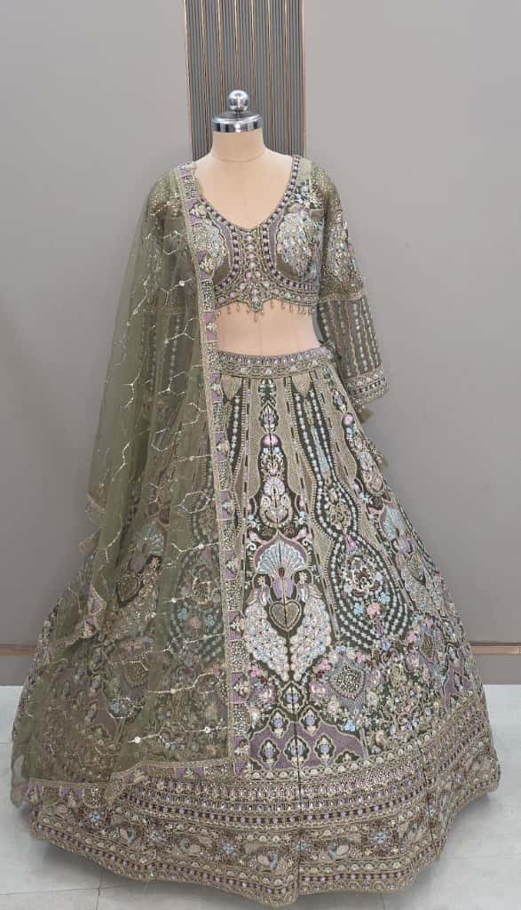 Good looking peach peacock Crop Top Lehenga