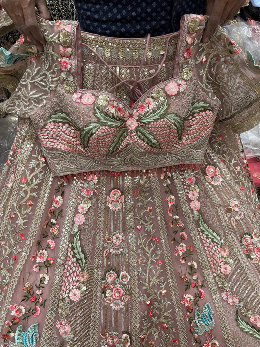 Awesome pink Ready to wear Crop Top Lehenga