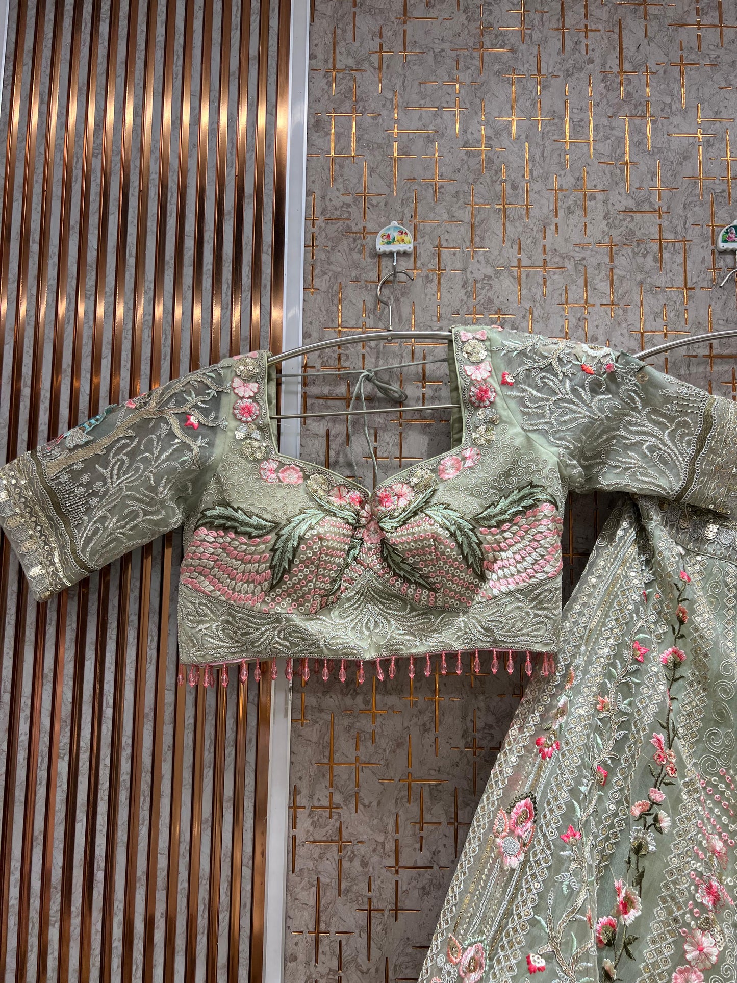 Awesome pink Ready to wear Crop Top Lehenga