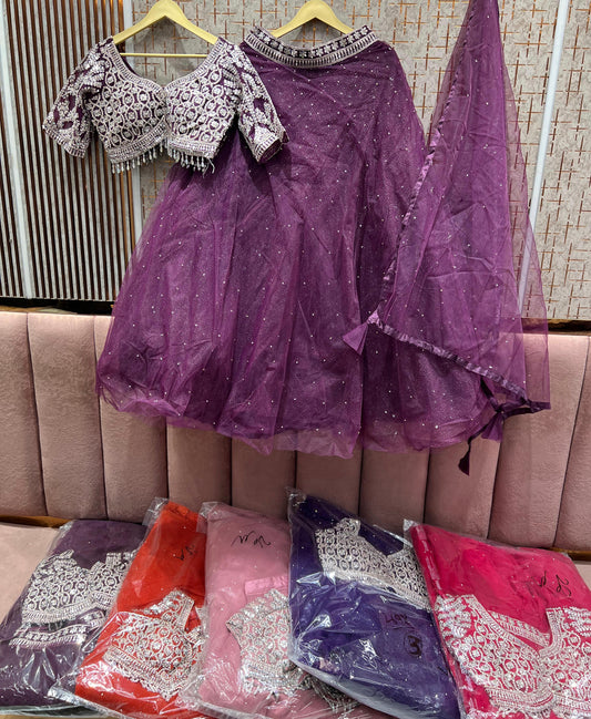 Good looking Dark maroon Ready to wear Crop Top Lehenga