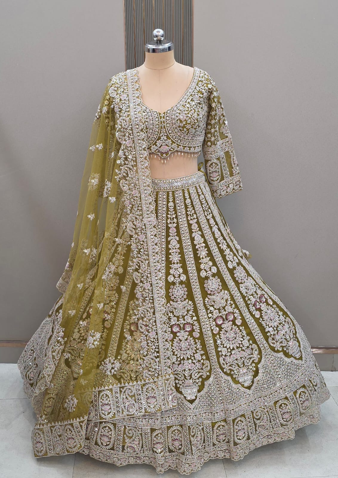Lavishing green Ready to wear Crop top Lehenga