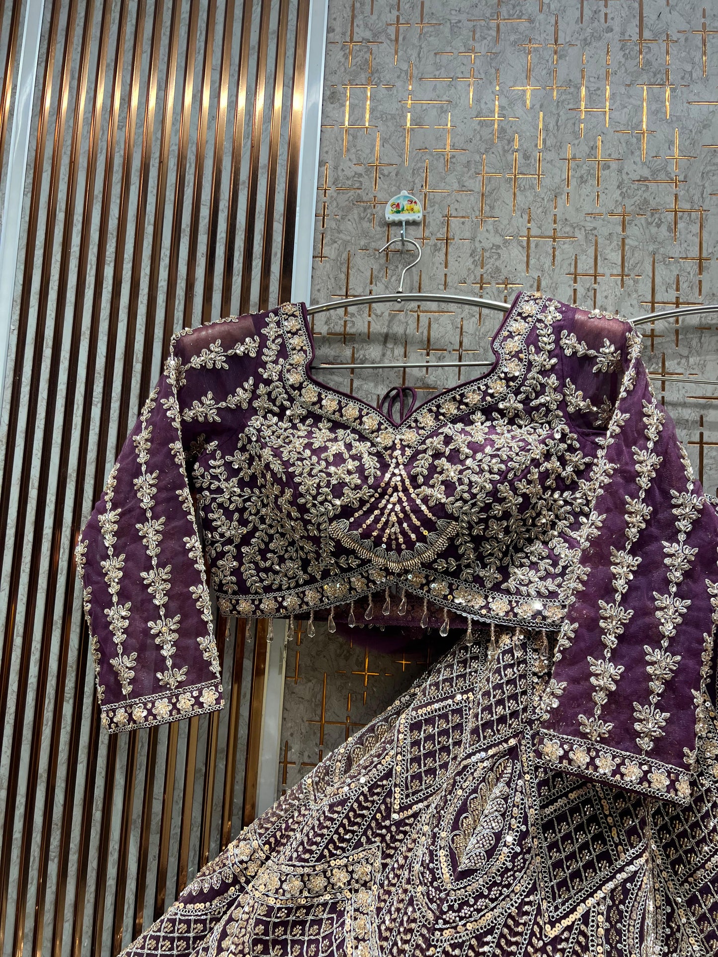 Stunning peach golden Crop top Lehenga