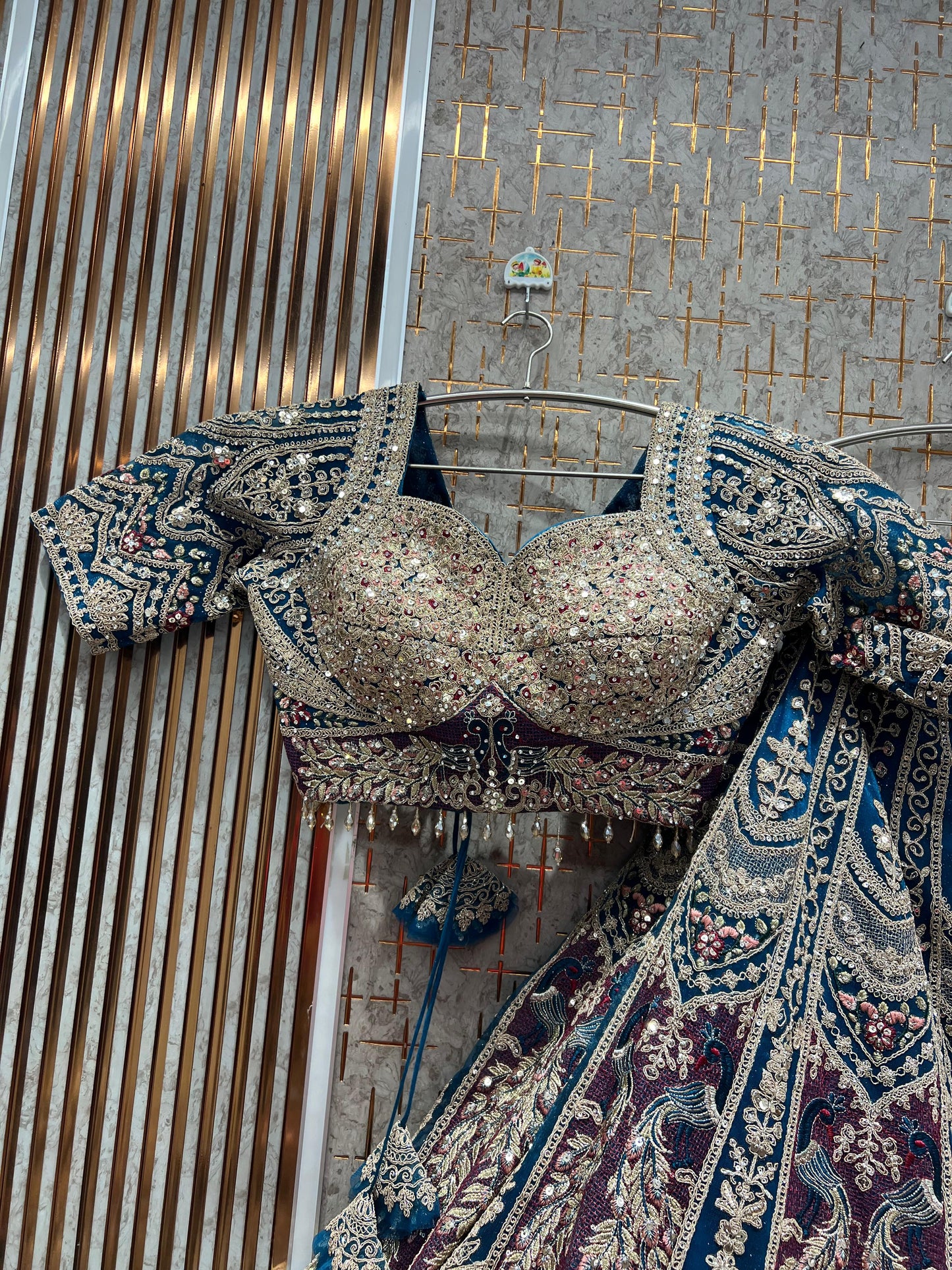 Beautiful green peacock Ready to Wear crop top Lehenga - Shopping World