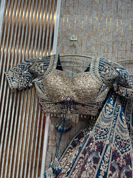 Beautiful green peacock Ready to Wear crop top Lehenga - Shopping World