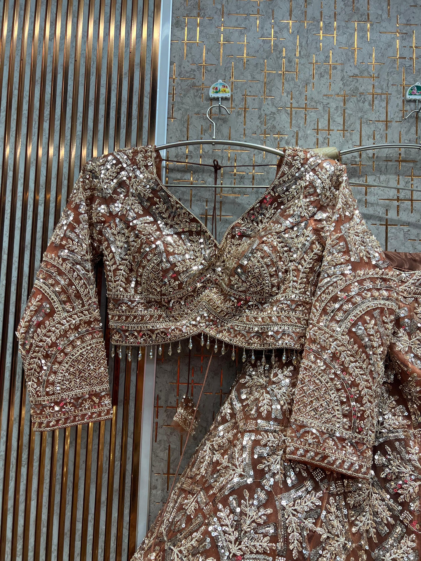 Lavishing peach Ready to Wear crop top Lehenga - Shopping World