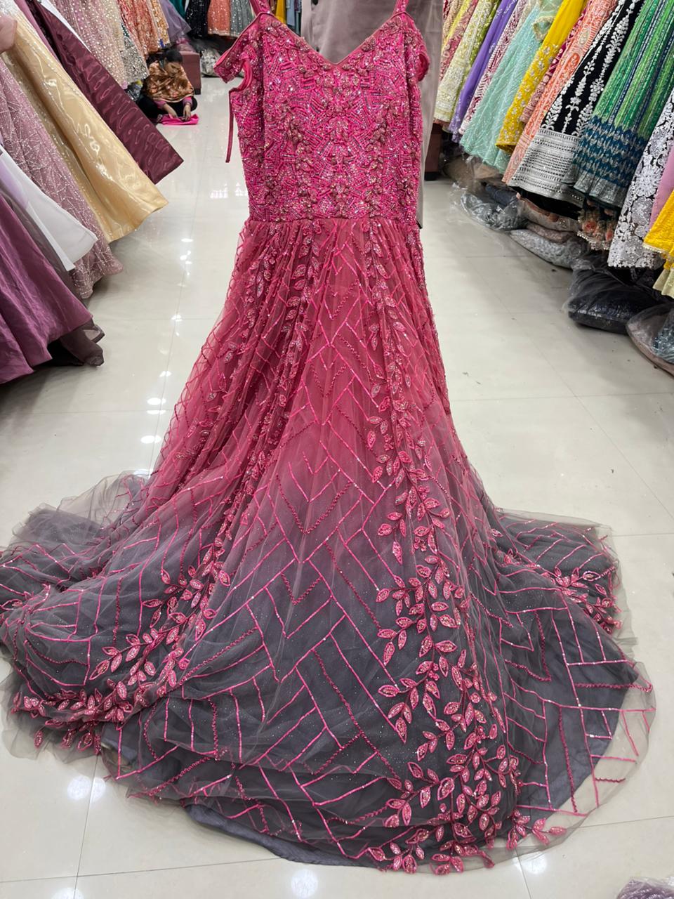 Lavishing Hot pink Floral gown