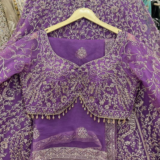 Pretty purple Ready to Wear crop top Lehenga
