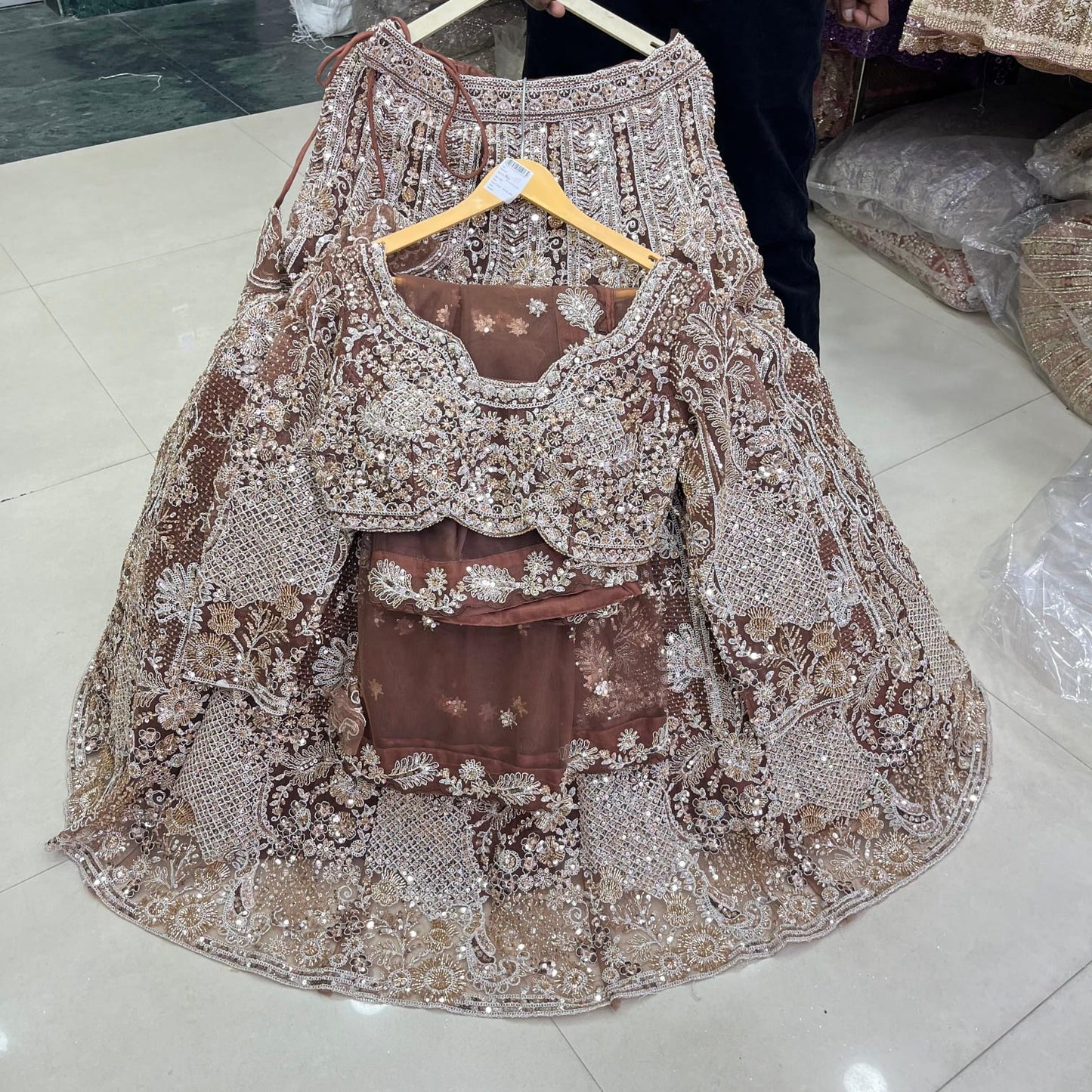 Beautiful lemon green Ready to Wear crop top Lehenga