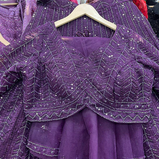 Fabulous purple Ready to wear Crop Top Lehenga