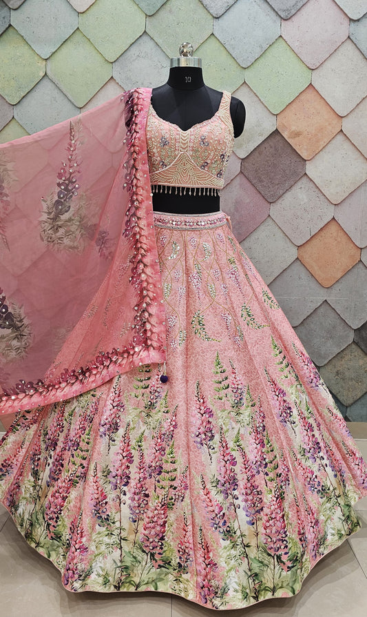 Pleasing pink Crop Top Ready to wear Lehenga (Happy Customer)