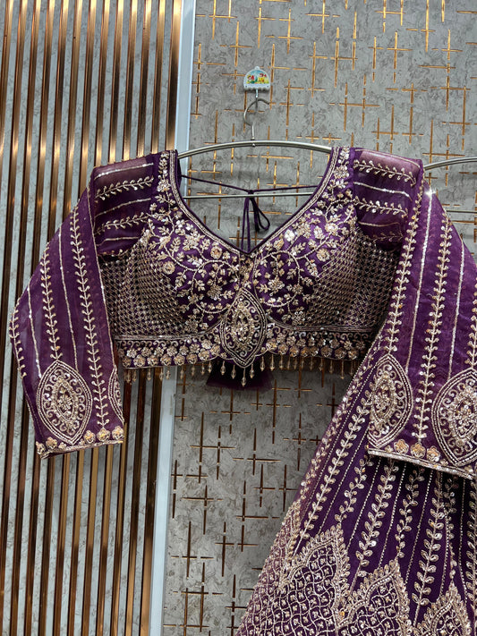 Embellished Purple Crop Top Ready to wear Lehenga