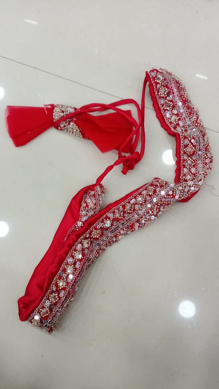 Delightful Red Crop Top Ready to wear Lehenga