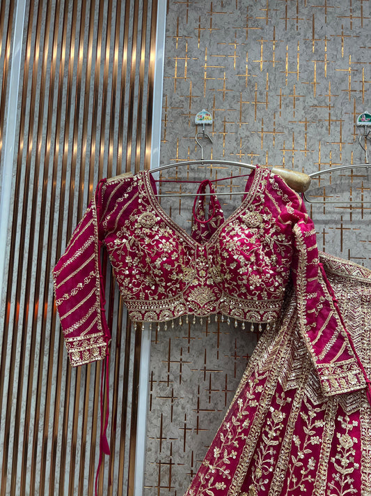 Stunning Hot pink Ready to wear Crop Top Lehenga