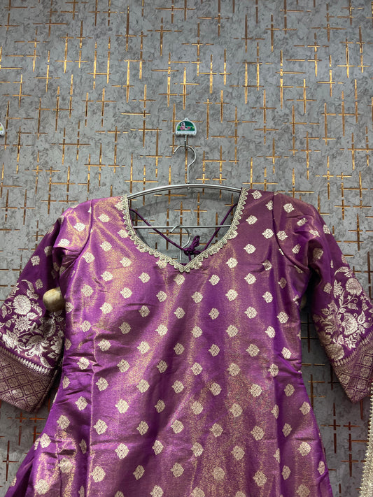 Tremendous Purple peplum long Dress Farshi Gaharara Dress Special