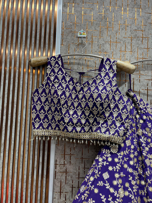 Fabulous Purple Ready to wear Crop Top Lehenga