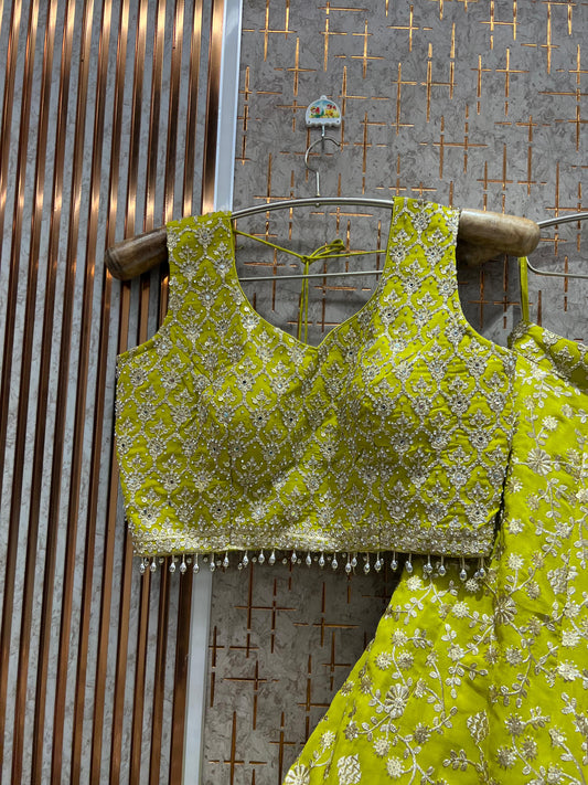 Attractive yellow haldi mehendi Ready to wear Crop Top Lehenga
