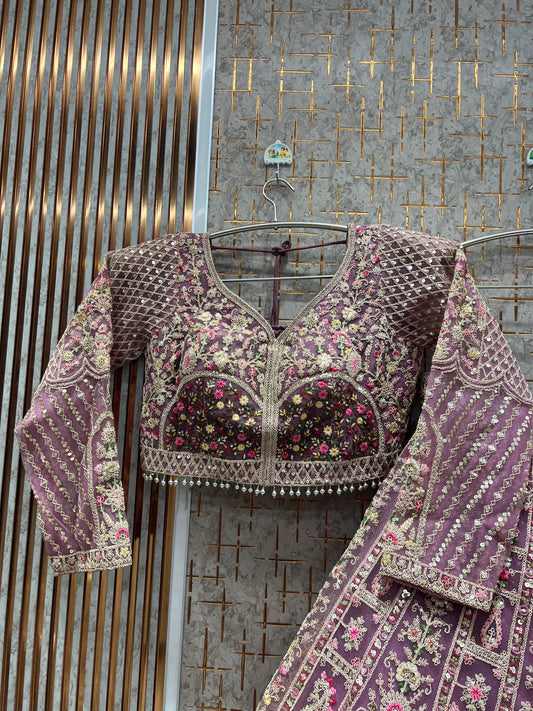 Elegant pink Ready to wear Crop Top Lehenga