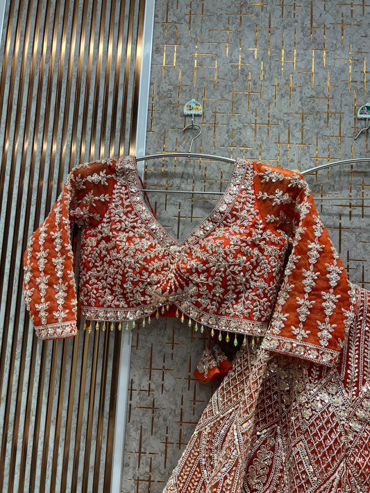 Awesome Rust Orange ready to wear Crop top Lehenga