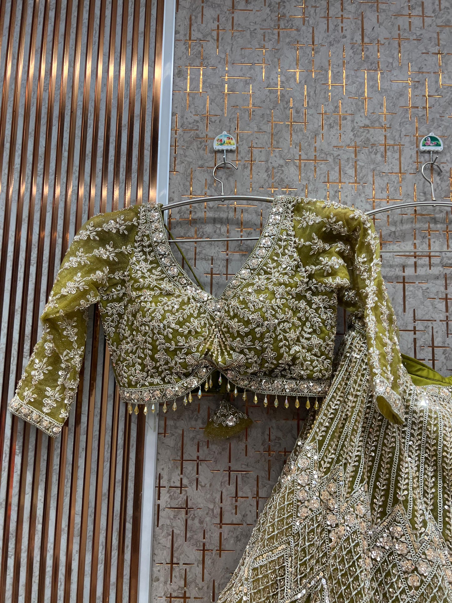 Engaging Hot pink ready to wear Crop top Lehenga