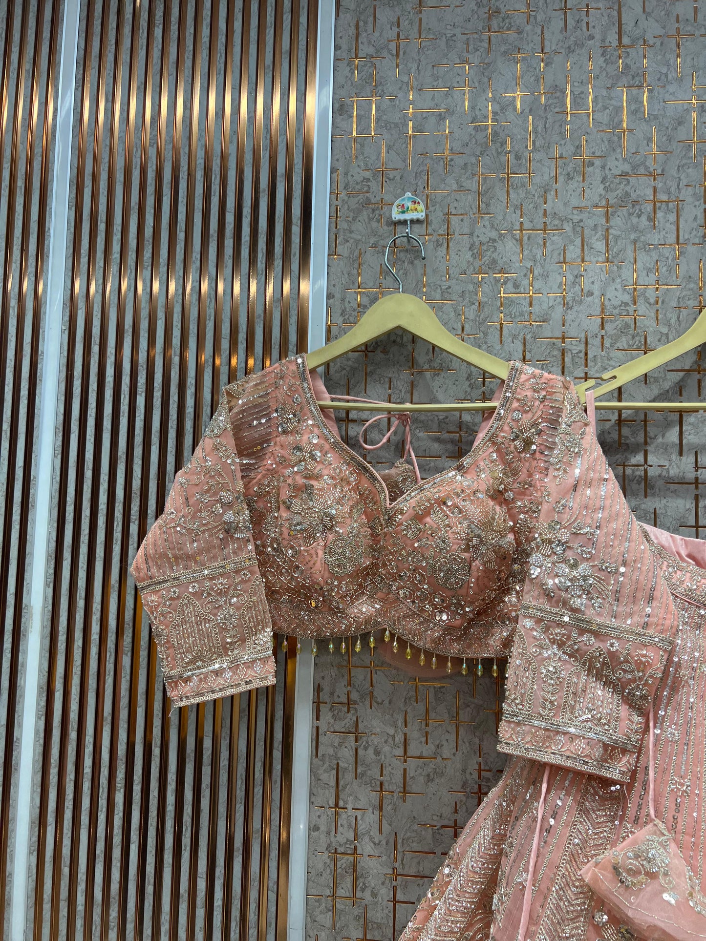 Tremendous Hot pink Ready to wear Crop Top Lehenga