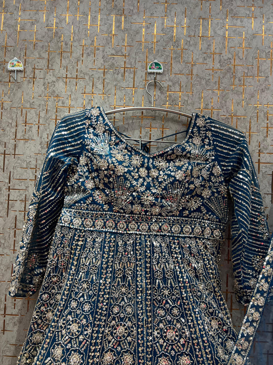 Elegant Blue Farshi garara muslim Bride Special Dress