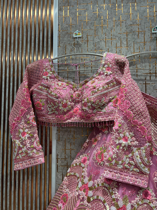 Glamorous Pink Crop Top Lehenga