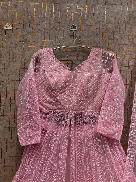 Embellished Pink Farshi garara muslim Bride Special Dress