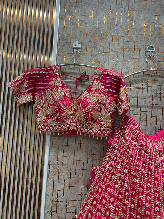 Pretty Hot pink Crop Top Lehenga