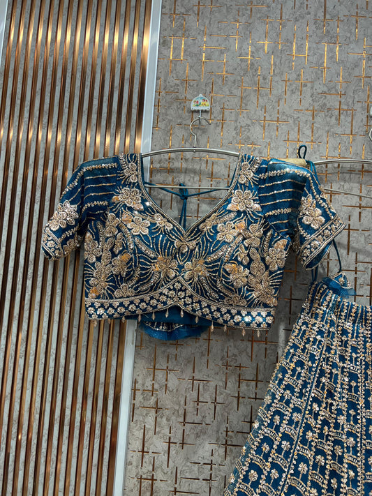 Designer Blue Crop Top Lehenga