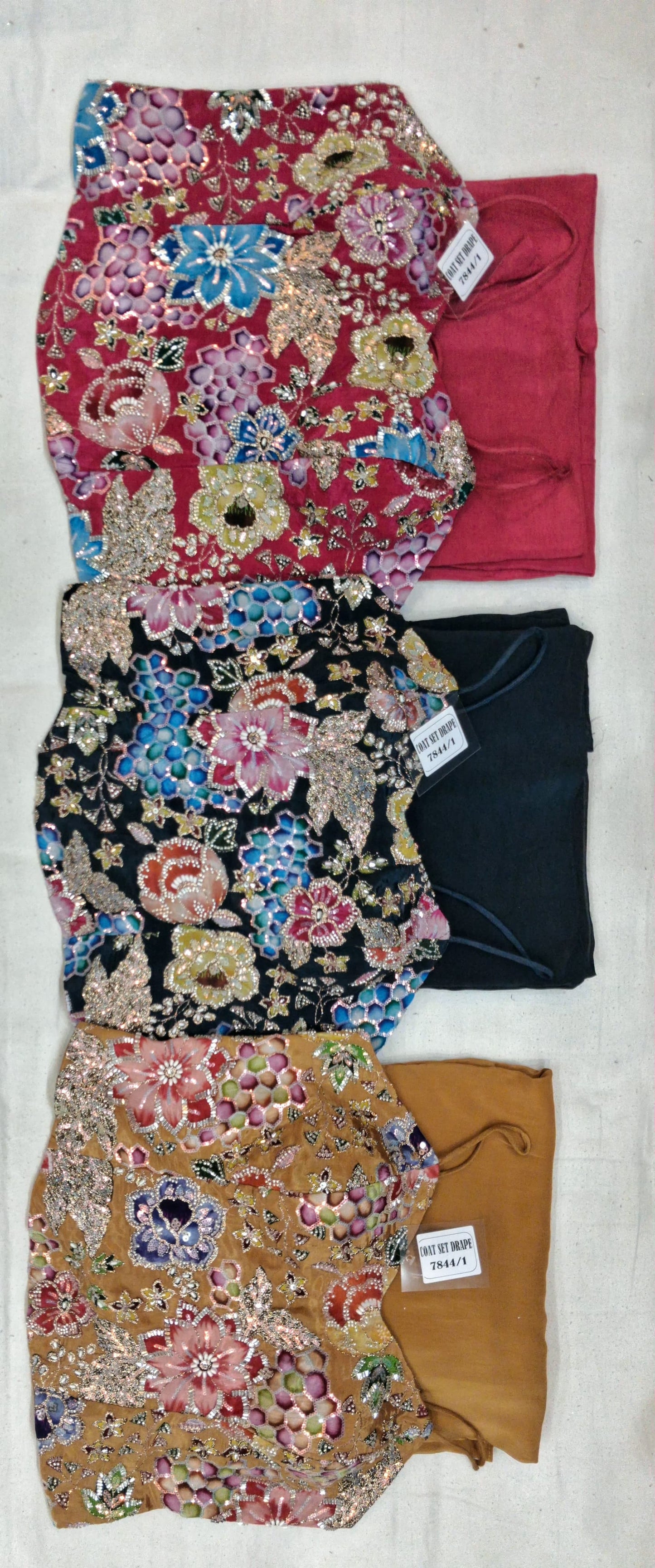 Dark blue hot pink mustard yellow drape saree dress