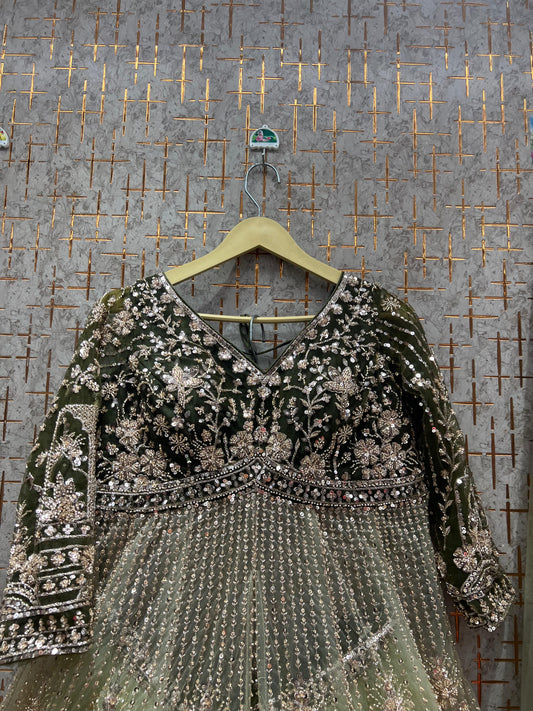 Green Indo Dress Farshi gharara muslim Bride