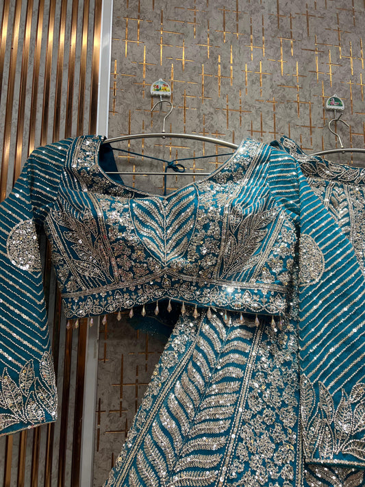 Blue Crop Top Lehenga