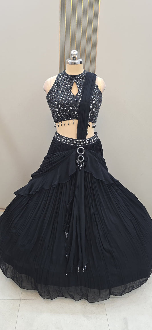 Delightful Blue crop top Lehenga